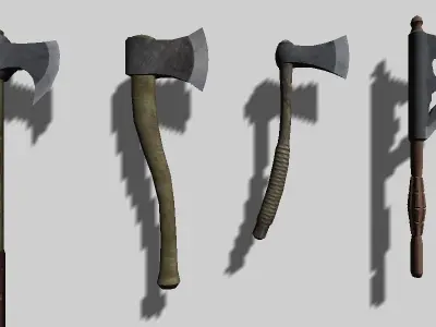 MedievalWeaponPack axes 3D model