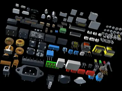 Electronic Components for circuit board 3D model