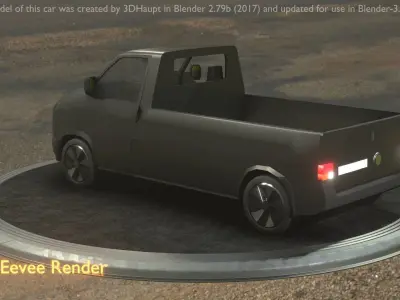 City Car 4 Commercial Pickup 3500 Type-C Black Low-poly 3D model