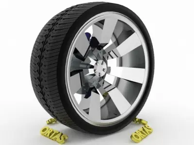 ORTAS CAR WHEEL RIM 95 GAME READY WHEEL RIM TIRE 3D model