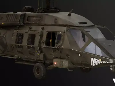 Military Helicopter - Rigged and BP Controllable with skins Low-poly 3D model
