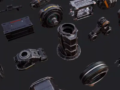 SciFi Mech Hard Surface Kitbash Pack Vol 1   80 Pieces 3D model