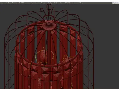  4 Light Black Bird Cage Crystal Chandelier Glam Lighting Low-poly 3D model