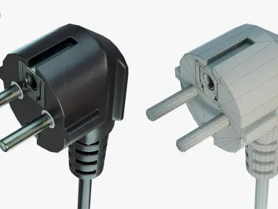 European Type E Electrical Plug Low-poly 3D model