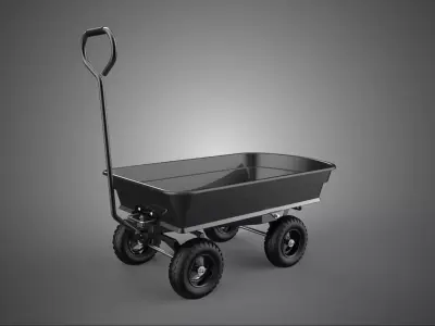 BLACK POLYPROPYLENE PP GARDEN DUMP CART UTILITY TROLLEY WAGON 4W 3D model