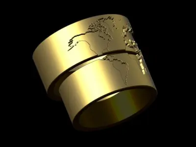  WORLD MAP RINGS 3D print model