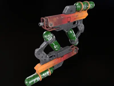 Stylized air gun Low-poly 3D model