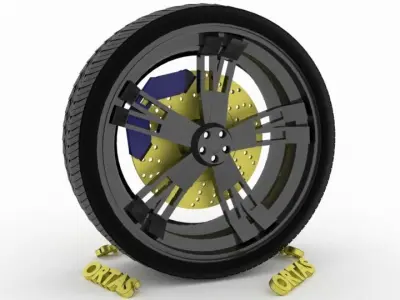 ORTAS CAR WHEEL RIM 120 GAME READY WHEEL RIM TIRE 3D model