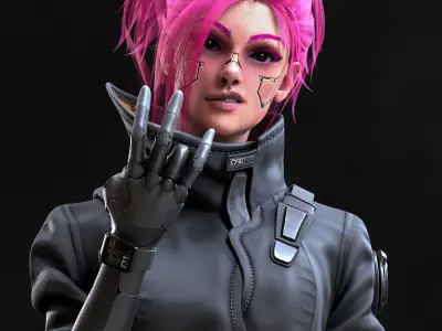 Cyberpunk Girl 2 - Game Ready Low-poly 3D model