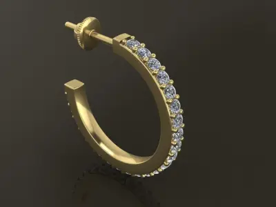 Earring Diamond Hoop Box Opened Back 15mm Inside Diameter  3D print model