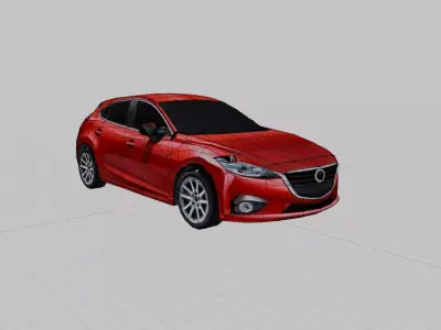 Low Poly Red Hatchback Car 3D Model Low-poly 3D model