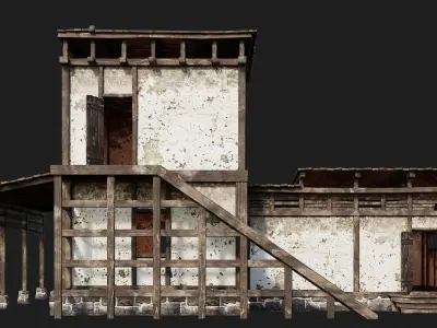 Old House Building 4K Textures GameReady 163 Low-poly 3D model