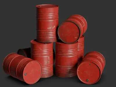 Oil Drum bundle v1 - 55 gallon drum 3D model