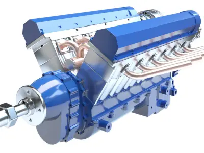 V12 aviation engine 3D model