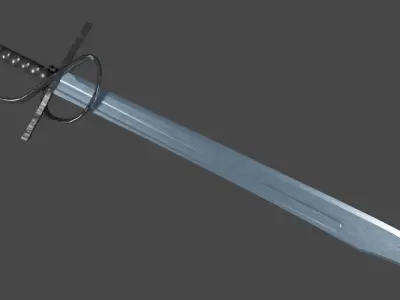 Grossmesser sword with Flamberge handle Low-poly 3D model
