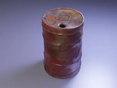 Post-apocalyptic metal barrel Low-poly 3D model