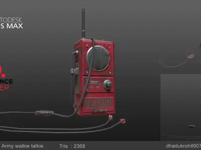 Army walkie talkie Low-poly 3D model
