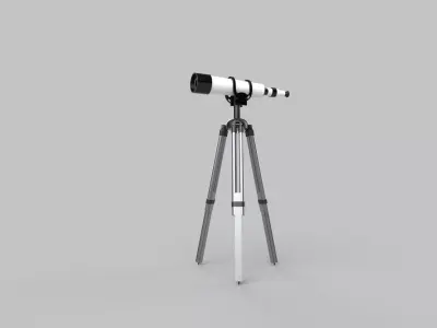 Telescope tripod with Low-poly 3D model