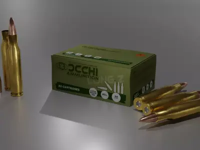 338 Lapua Magnum Ammo and Ammobox 3D model