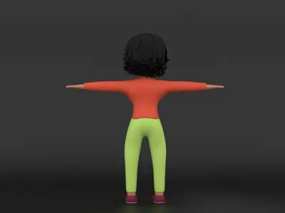 Stylized 3D Woman Character Rigged Facial Shape Key Animation Low-poly 3D model