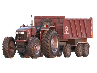 tractor trailer john deere 3D model