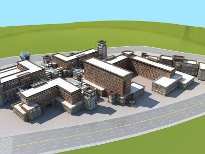 Architecture factory in minecraft 3D model