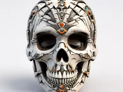 Cyberpunk Robotic Skull HighDetail Model Low-poly 3D model