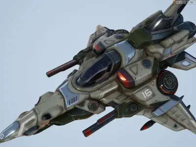 Interceptor Spaceship - game model  Low-poly 3D model