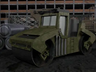 Construction Collection Set site at night 3D model