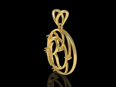 Alphabet R Diamond Pendant 3D print model