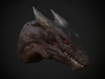 Red Dragon Head Free low-poly 3D model