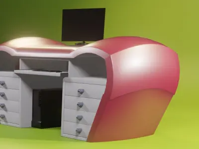 Table office desk with plastic part 2 3D model