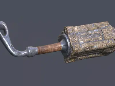 Hammer-Viking-Lowpoly-AR-VR piece of metal with wooden handle Low-poly 3D model