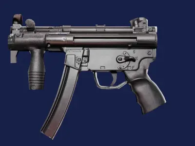 shot automatic machine gun game ready Low-poly 3D model