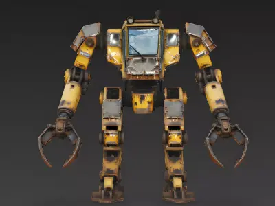 Industrial Brawler Mech 3D Model Low-poly 3D model