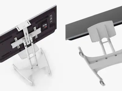 TV Display Stand with Mounted Screen White 3D model