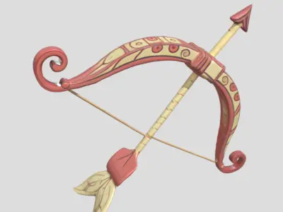 Bow and Arrow 3D Model PBR Textured Game Ready Asset Low-poly 3D model