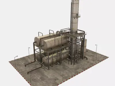 Oil Refinery Module Low-poly 3D model