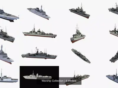 Warship Collection military ship 3D Model Pack