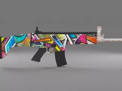 Textured gun Low-poly 3D model