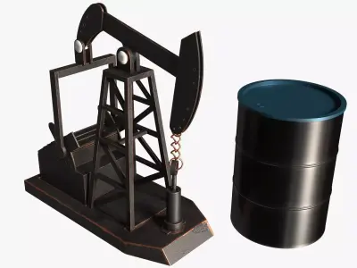 Oil Rig Miniature Low-poly 3D model
