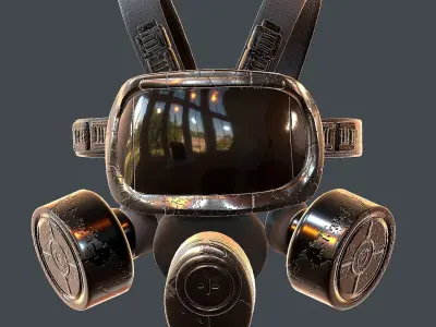 Gas mask helmet 3d model scifi Low-poly  Low-poly 3D model 27