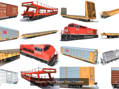 Canadian Pacific Freight Train 3D Model Pack