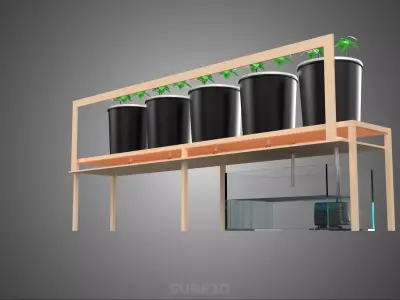 KIT BUCKET DUTCH BATO HYDROPONIC GROWING SYSTEM GARDEN PLANT DIY 3D model