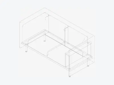 Sofa - Contemporary - Flame - Small - Armrest Shelf - Right Low-poly 3D model