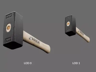 Hammer - Pincers - Trowel Pliers Low-poly 3D model