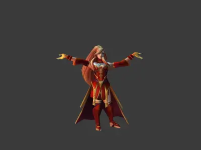 Fantasy Chess RPG Character - Fire Bird Low-poly 3D model