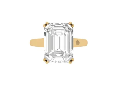 Emerald Solitaire Ring 3D print model 14