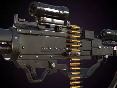 Machine Gun Low-poly 3D model 3