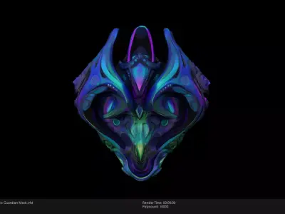Low Poly Stylized Mystic Guardian Mask Low-poly 3D model